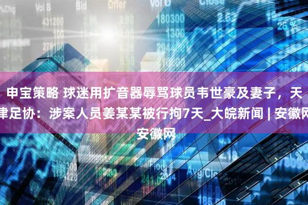 申宝策略 球迷用扩音器辱骂球员韦世豪及妻子，天津足协：涉案人员姜某某被行拘7天_大皖新闻 | 安徽网