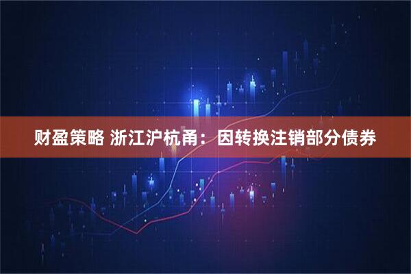 财盈策略 浙江沪杭甬：因转换注销部分债券